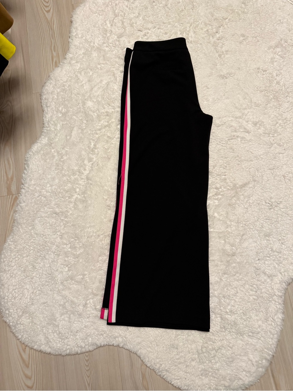INC International Concepts Black Wide-Leg Pants with Pink & White Side Stripes - Picture 7 of 7